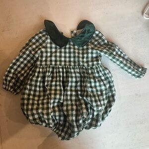 Green Plaid Baby Romper